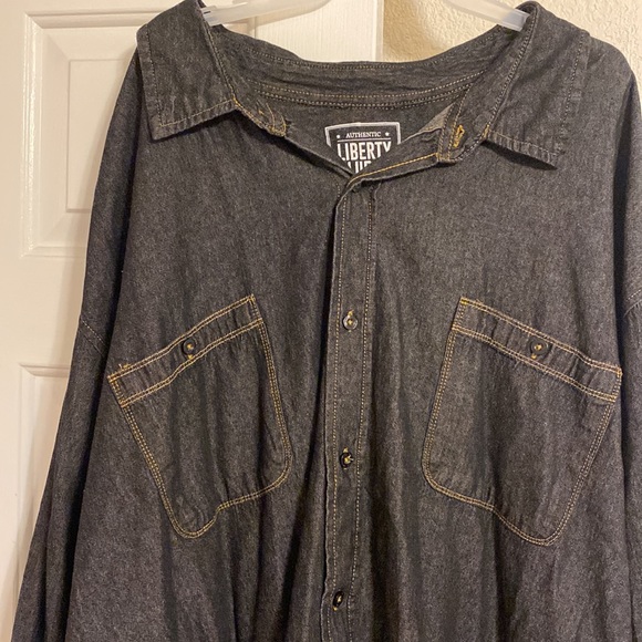 Big and tall denim long sleeve button up shirt - Picture 2 of 4